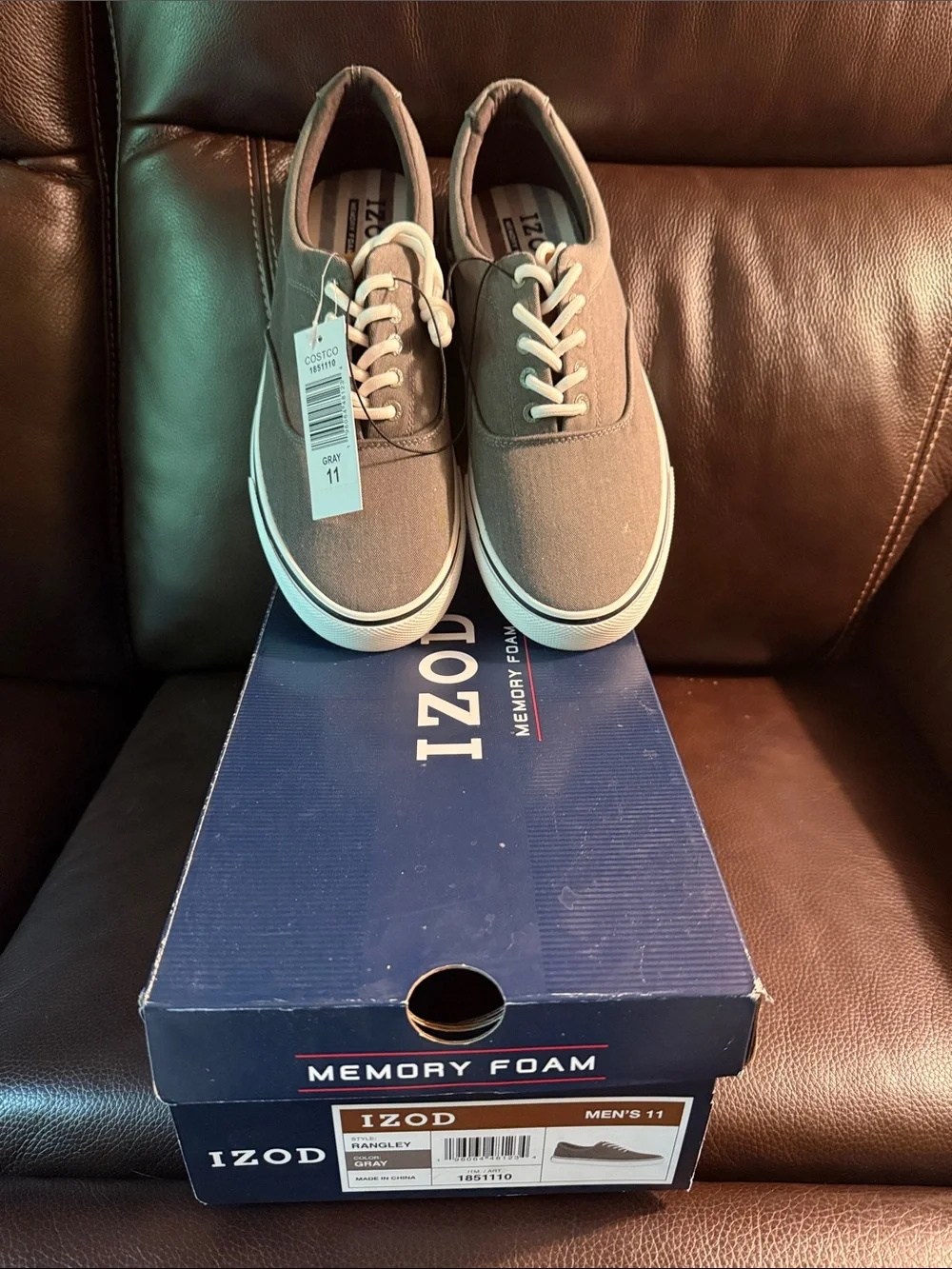Izod Rangley Gray Canvas Low-Top Lace-Up Sneakers